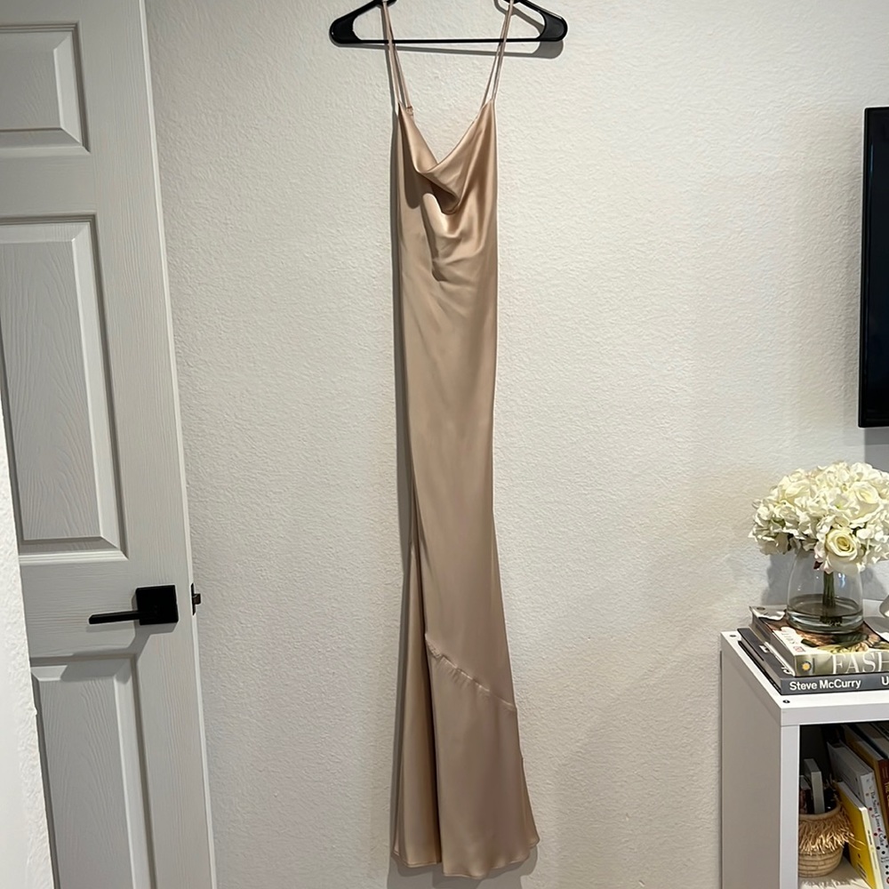 Show Me Your Mumu Tuscany Maxi Slip Dress - Champagne Luxe Satin - Size S